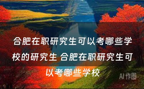 合肥在职研究生可以考哪些学校的研究生 合肥在职研究生可以考哪些学校