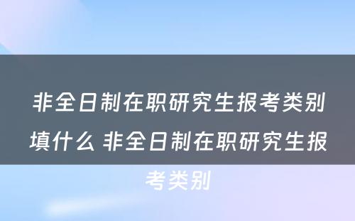 非全日制在职研究生报考类别填什么 非全日制在职研究生报考类别