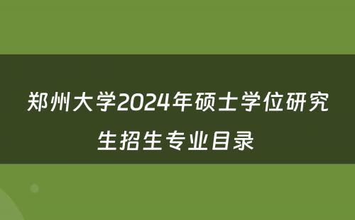 郑州大学2024年硕士学位研究生招生专业目录 