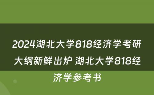 2024湖北大学818经济学考研大纲新鲜出炉 湖北大学818经济学参考书