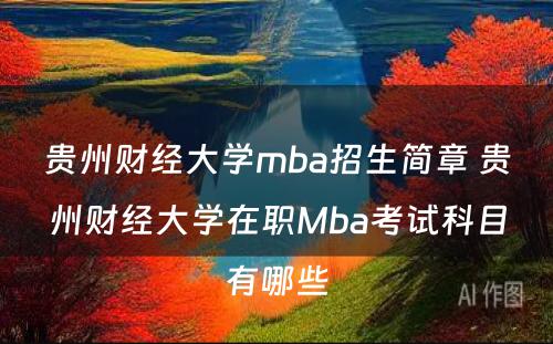 贵州财经大学mba招生简章 贵州财经大学在职Mba考试科目有哪些