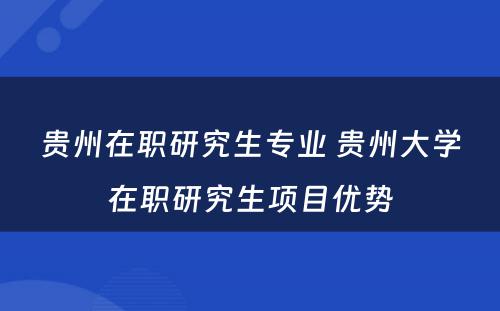 贵州在职研究生专业 贵州大学在职研究生项目优势