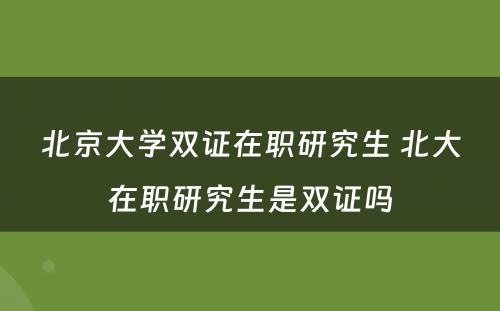 北京大学双证在职研究生 北大在职研究生是双证吗