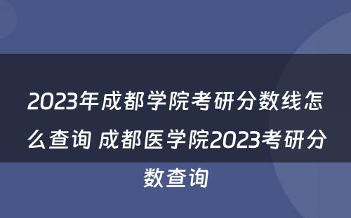 2023年成都学院考研分数线怎么查询 成都医学院2023考研分数查询