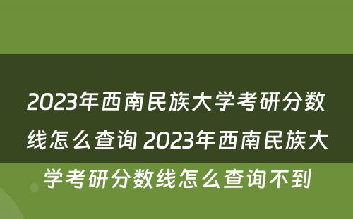 2023年西南民族大学考研分数线怎么查询 2023年西南民族大学考研分数线怎么查询不到