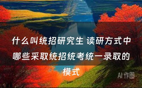 什么叫统招研究生 读研方式中哪些采取统招统考统一录取的模式