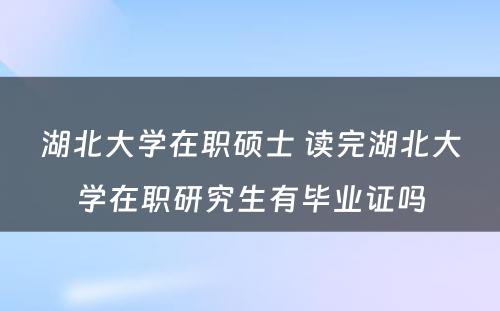 湖北大学在职硕士 读完湖北大学在职研究生有毕业证吗