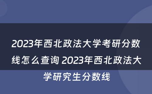 2023年西北政法大学考研分数线怎么查询 2023年西北政法大学研究生分数线