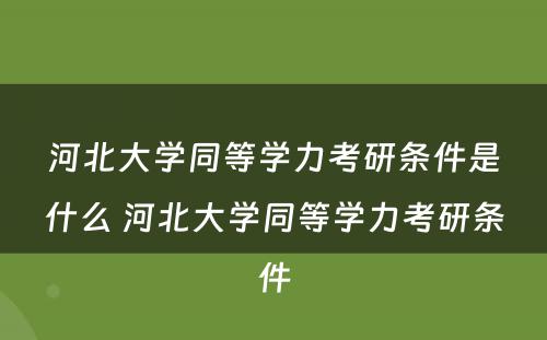 河北大学同等学力考研条件是什么 河北大学同等学力考研条件