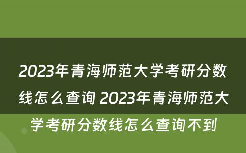 2023年青海师范大学考研分数线怎么查询 2023年青海师范大学考研分数线怎么查询不到