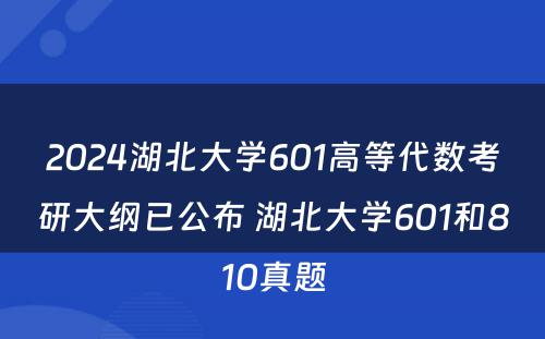 2024湖北大学601高等代数考研大纲已公布 湖北大学601和810真题
