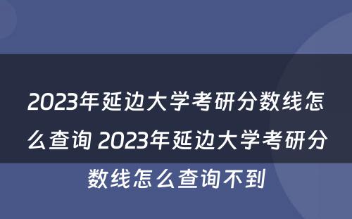 2023年延边大学考研分数线怎么查询 2023年延边大学考研分数线怎么查询不到
