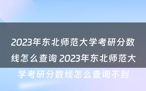 2023年东北师范大学考研分数线怎么查询 2023年东北师范大学考研分数线怎么查询不到