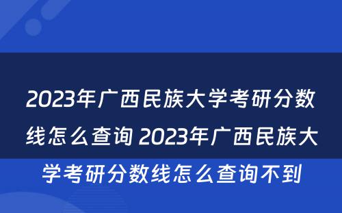 2023年广西民族大学考研分数线怎么查询 2023年广西民族大学考研分数线怎么查询不到
