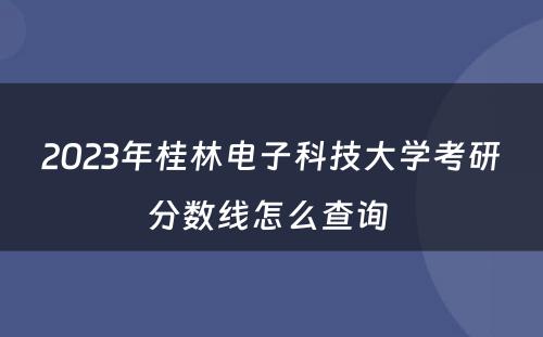 2023年桂林电子科技大学考研分数线怎么查询 
