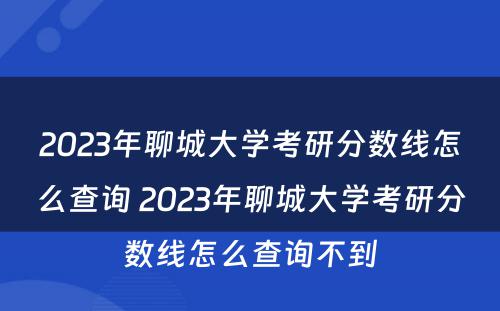 2023年聊城大学考研分数线怎么查询 2023年聊城大学考研分数线怎么查询不到