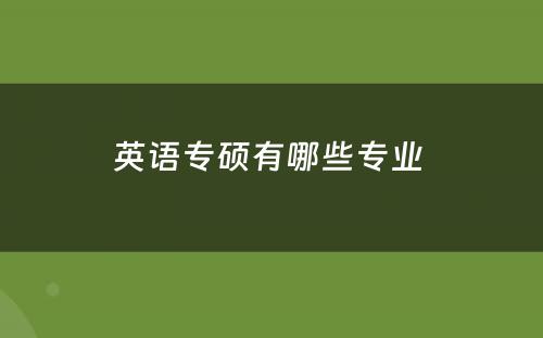 英语专硕有哪些专业 