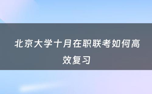  北京大学十月在职联考如何高效复习