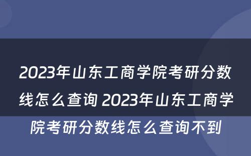 2023年山东工商学院考研分数线怎么查询 2023年山东工商学院考研分数线怎么查询不到