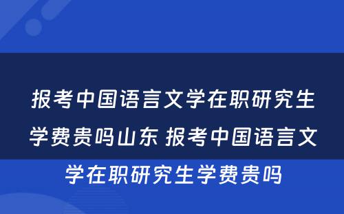 报考中国语言文学在职研究生学费贵吗山东 报考中国语言文学在职研究生学费贵吗