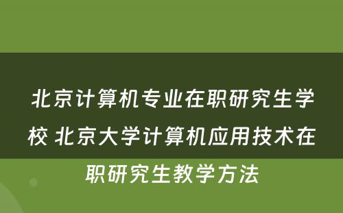 北京计算机专业在职研究生学校 北京大学计算机应用技术在职研究生教学方法