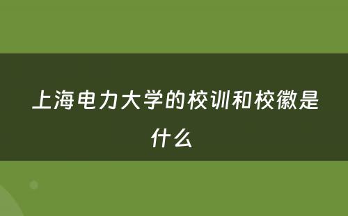 上海电力大学的校训和校徽是什么 