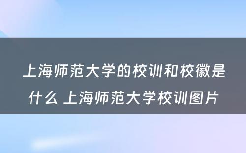上海师范大学的校训和校徽是什么 上海师范大学校训图片
