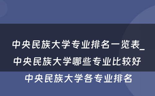 中央民族大学专业排名一览表_中央民族大学哪些专业比较好 中央民族大学各专业排名