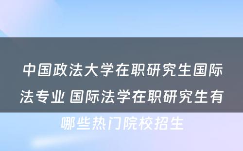 中国政法大学在职研究生国际法专业 国际法学在职研究生有哪些热门院校招生