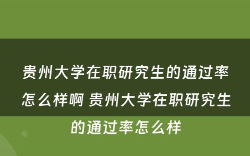 贵州大学在职研究生的通过率怎么样啊 贵州大学在职研究生的通过率怎么样