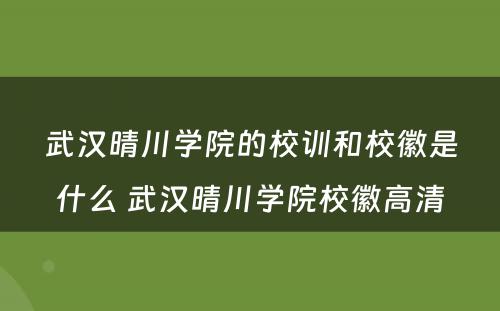武汉晴川学院的校训和校徽是什么 武汉晴川学院校徽高清