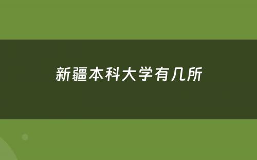 新疆本科大学有几所