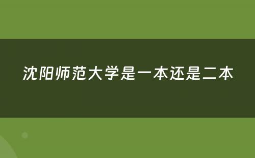 沈阳师范大学是一本还是二本