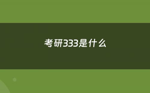 考研333是什么