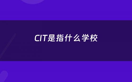 CIT是指什么学校