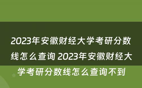 2023年安徽财经大学考研分数线怎么查询 2023年安徽财经大学考研分数线怎么查询不到