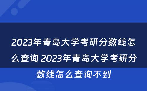 2023年青岛大学考研分数线怎么查询 2023年青岛大学考研分数线怎么查询不到
