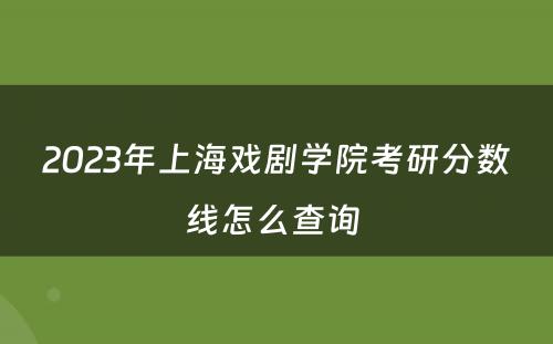 2023年上海戏剧学院考研分数线怎么查询 