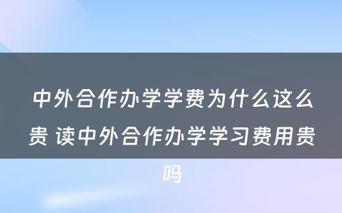 中外合作办学学费为什么这么贵 读中外合作办学学习费用贵吗