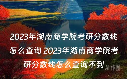 2023年湖南商学院考研分数线怎么查询 2023年湖南商学院考研分数线怎么查询不到