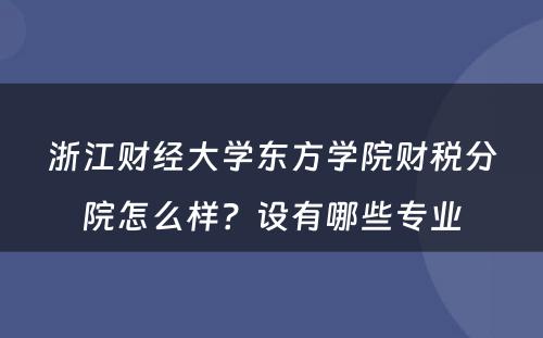 浙江财经大学东方学院财税分院怎么样？设有哪些专业