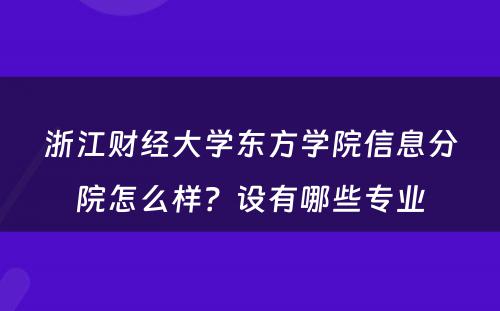 浙江财经大学东方学院信息分院怎么样？设有哪些专业