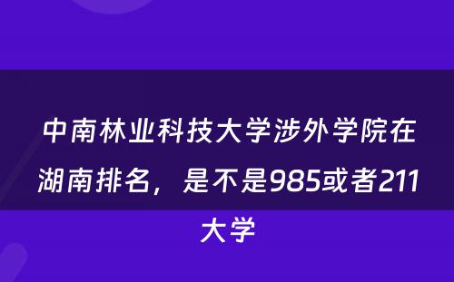 中南林业科技大学涉外学院在湖南排名，是不是985或者211大学