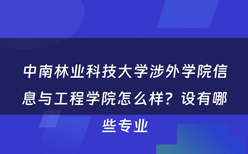 中南林业科技大学涉外学院信息与工程学院怎么样？设有哪些专业