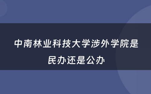 中南林业科技大学涉外学院是民办还是公办