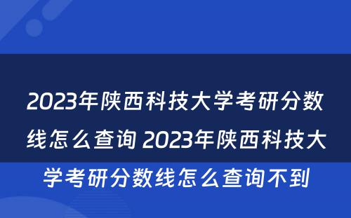 2023年陕西科技大学考研分数线怎么查询 2023年陕西科技大学考研分数线怎么查询不到