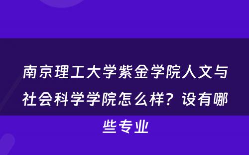 南京理工大学紫金学院人文与社会科学学院怎么样？设有哪些专业