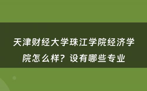 天津财经大学珠江学院经济学院怎么样？设有哪些专业