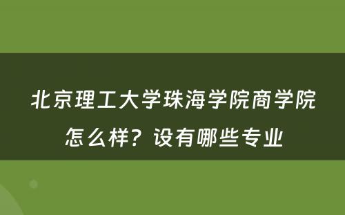 北京理工大学珠海学院商学院怎么样？设有哪些专业