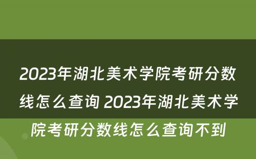 2023年湖北美术学院考研分数线怎么查询 2023年湖北美术学院考研分数线怎么查询不到